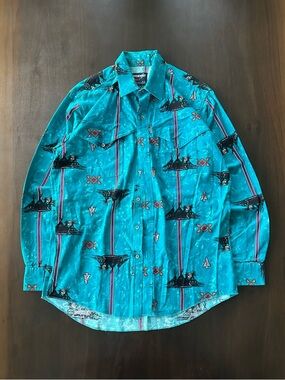 Wrangler Turquoise Southwestern Print Button-Up Shirt